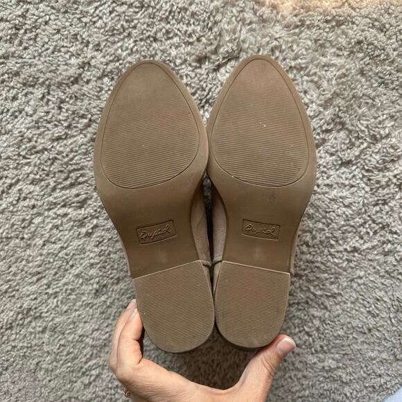 💥QUPID Tan Suede Ankle Booties Women’s size 9 Boots comfy block heel EUC - Picture 5 of 13